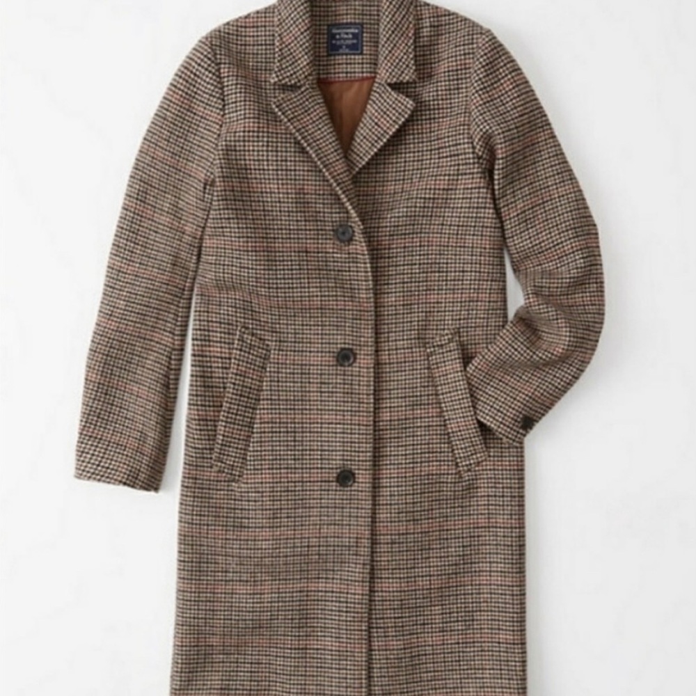 **ISO**ABERCROMBIE & FITCH PLAID/CHECK DAD COAT PETITE XS